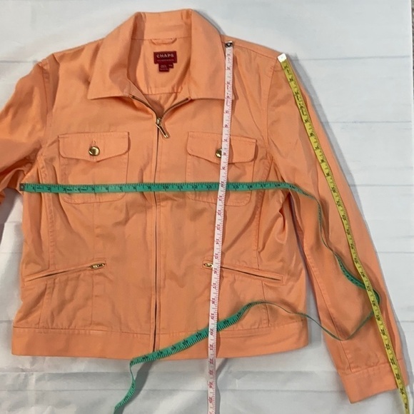 Chaps Cotton Peach Full Front Zip Closure Long Sleeve Denim Jacket - Picture 10 of 14